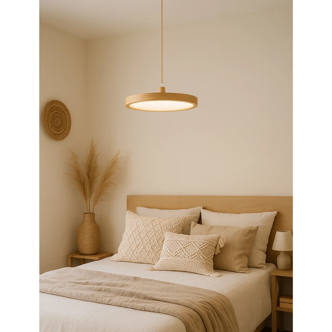 Lampa wisząca Abigali Woody 18W drewniana okrągła — zdjęcie 5