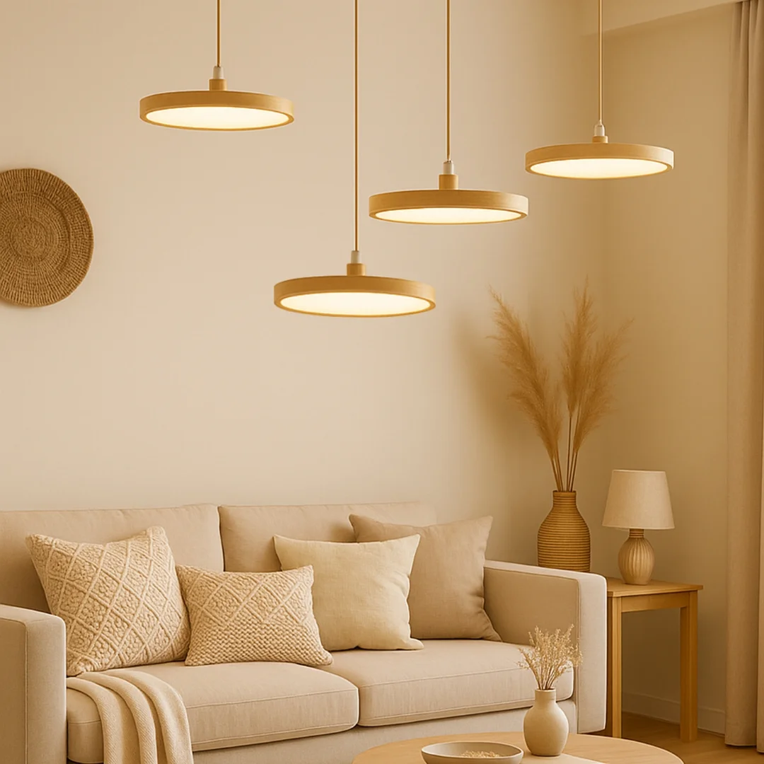 Lampa wisząca Abigali Woody 18W drewniana okrągła — zdjęcie 6