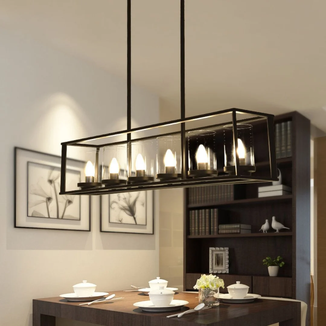 Loftowa Lampa wisząca Abigali Retro Classic, czarny 6xE27 — zdjęcie 2