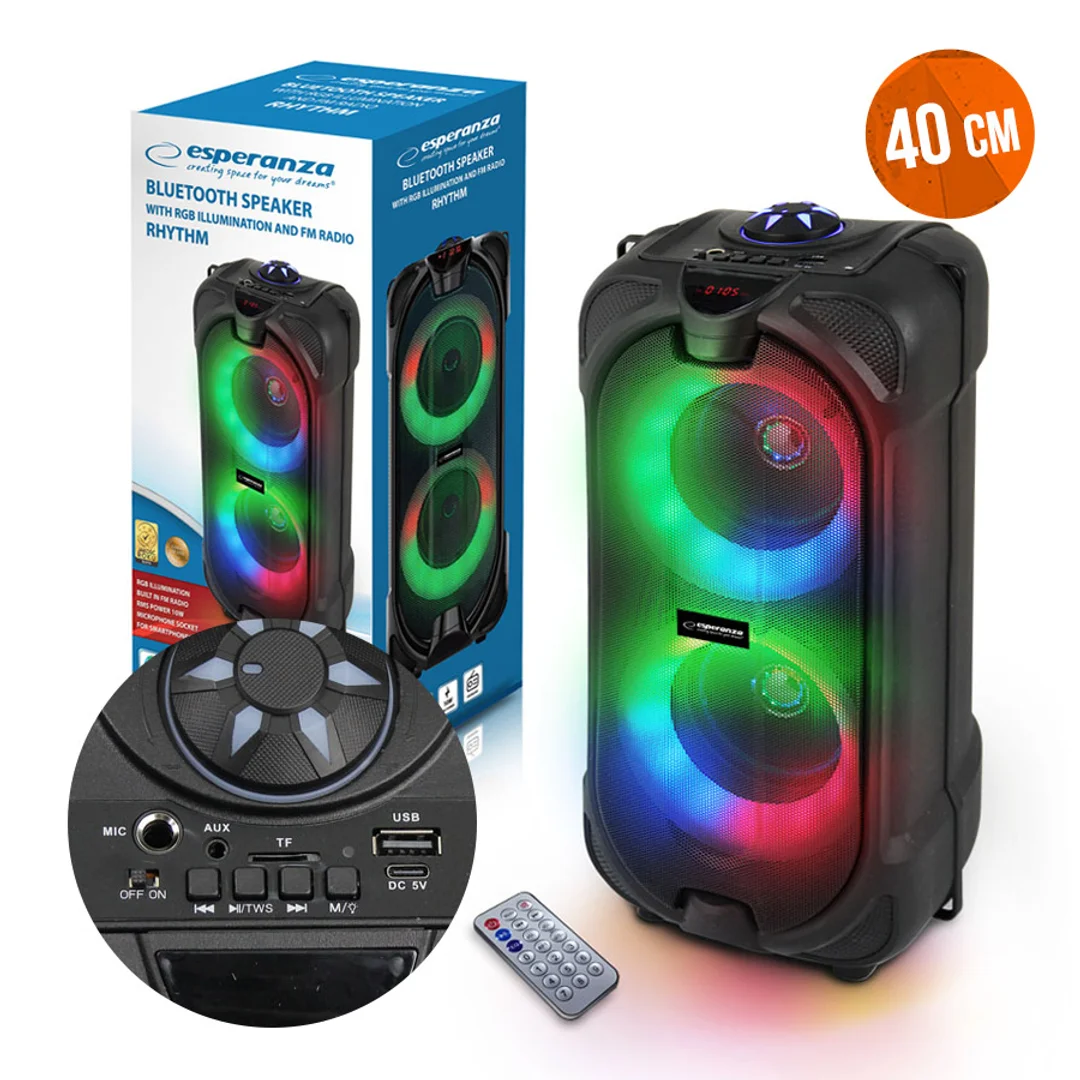Głośnik Bluetooth Esperanza FM LED RGB Rythm 40cm