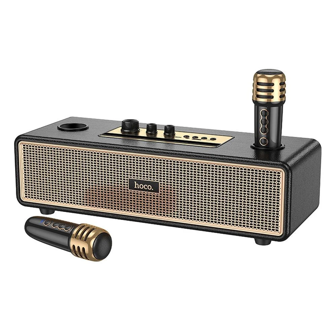 Głośnik bluetooth HOCO + 2 x bezprzewodowe mikrofony BS63 czarny