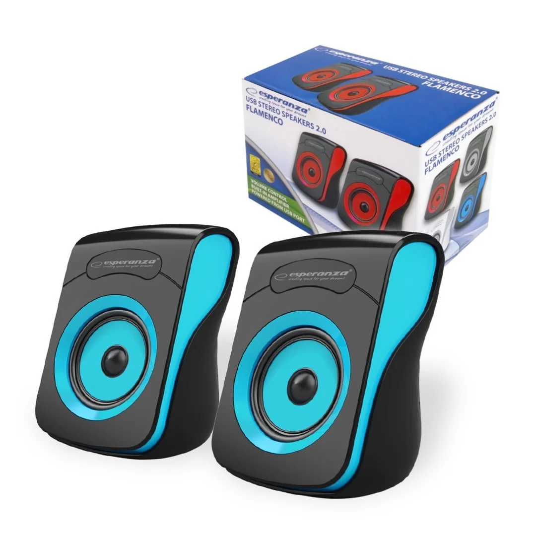 Głośniki 2.0 USB Esperanza Flamenco Czarno-niebieskie