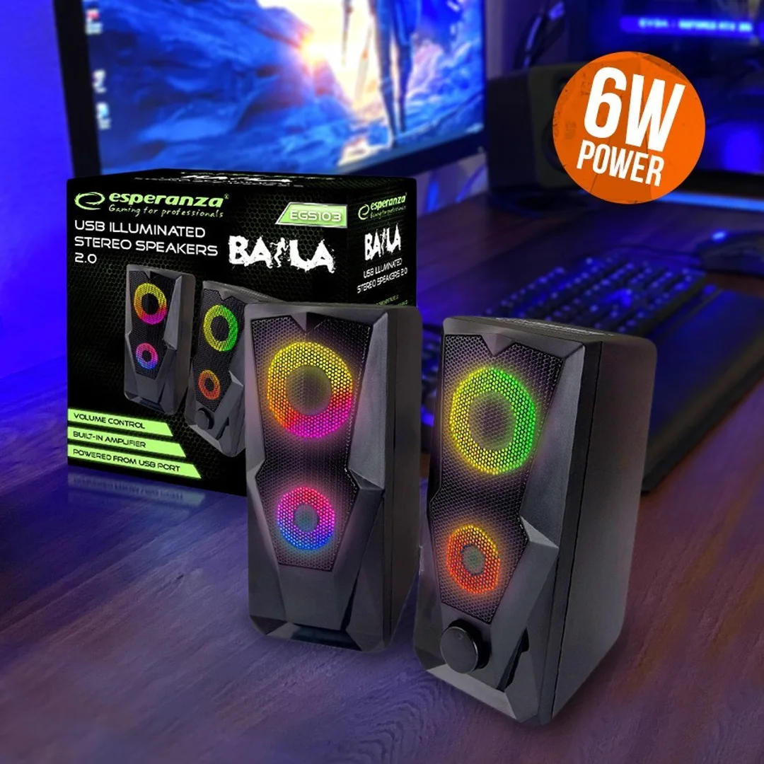 Głośniki 2.0 USB LED Rainbow Esperanza Baila