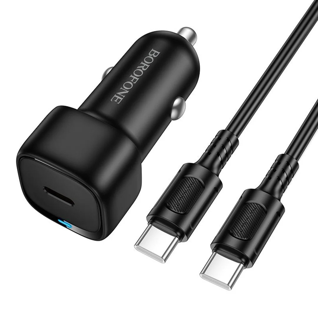 Ładowarka samochodowa Borofone BZ34A Cloud - Typ C - PD 20W z kablem Typ C / Typ C czarna