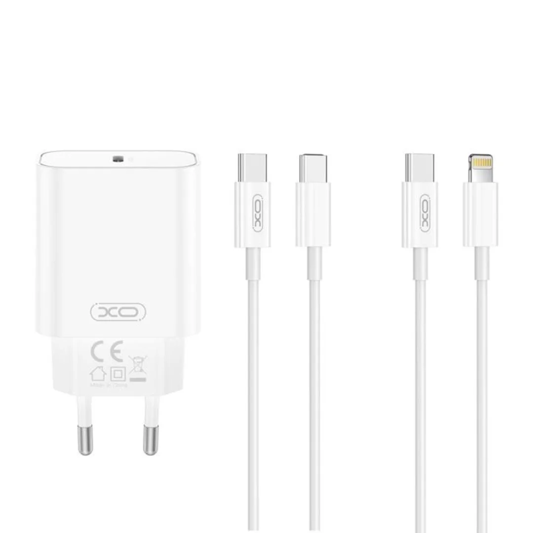 Ładowarka sieciowa XO CE32 PD 20W 1x USB-C + kabel USB-C - Lightning biała