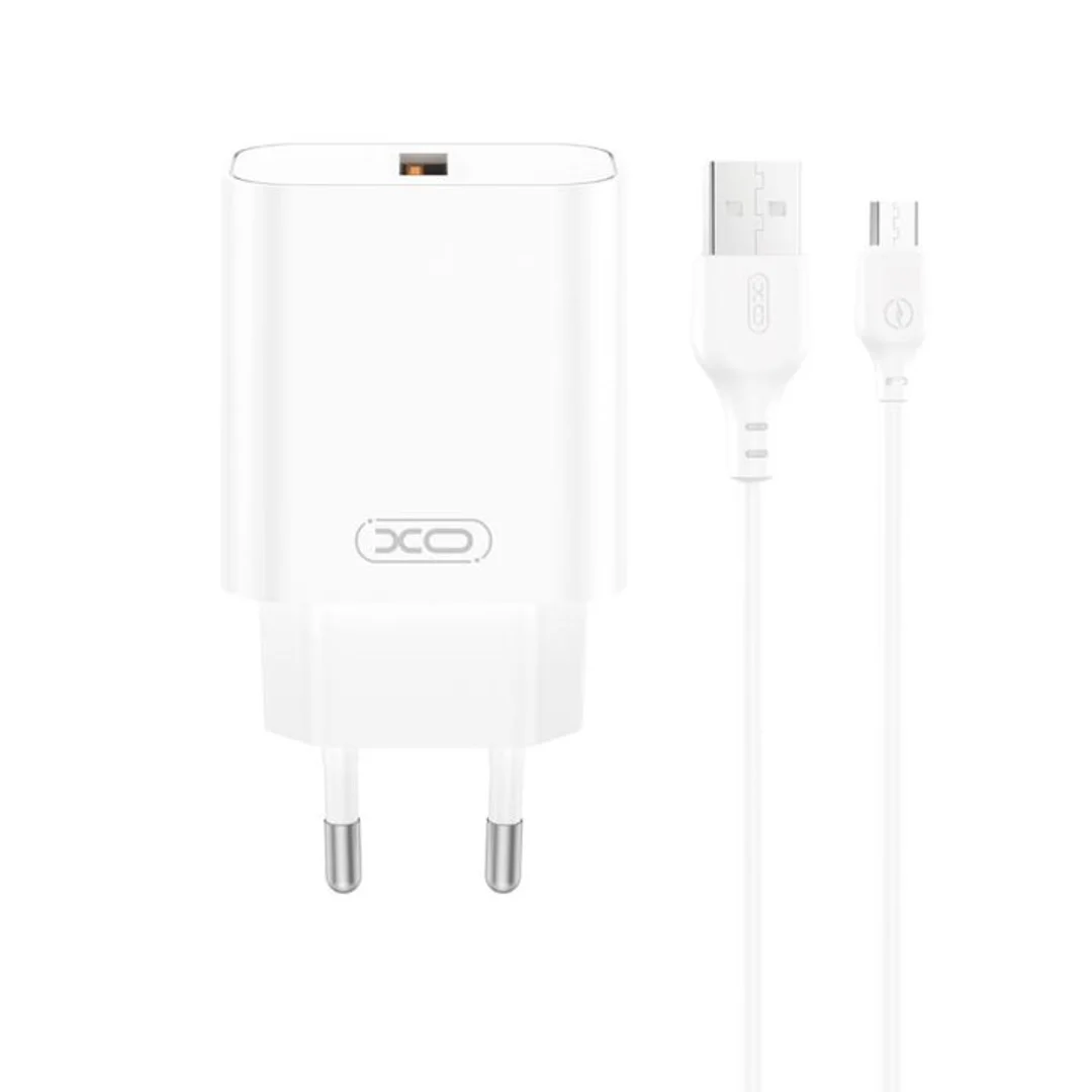 Ładowarka sieciowa XO CE33 QC 18W 1x USB + kabel USB-C biała
