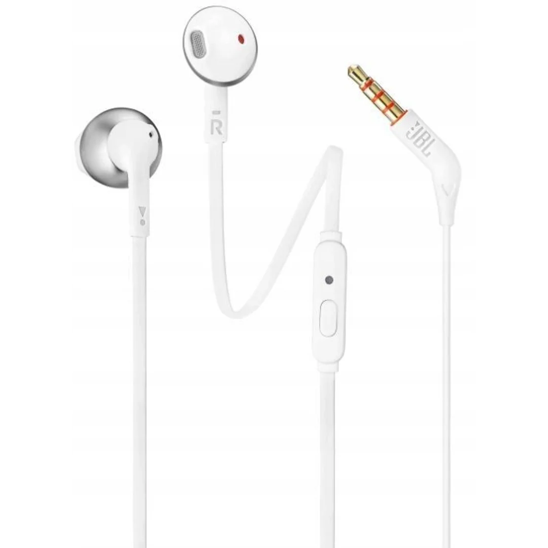 Słuchawki przewodowe douszne Jack 3,5 mm JBL T205 białe (P)