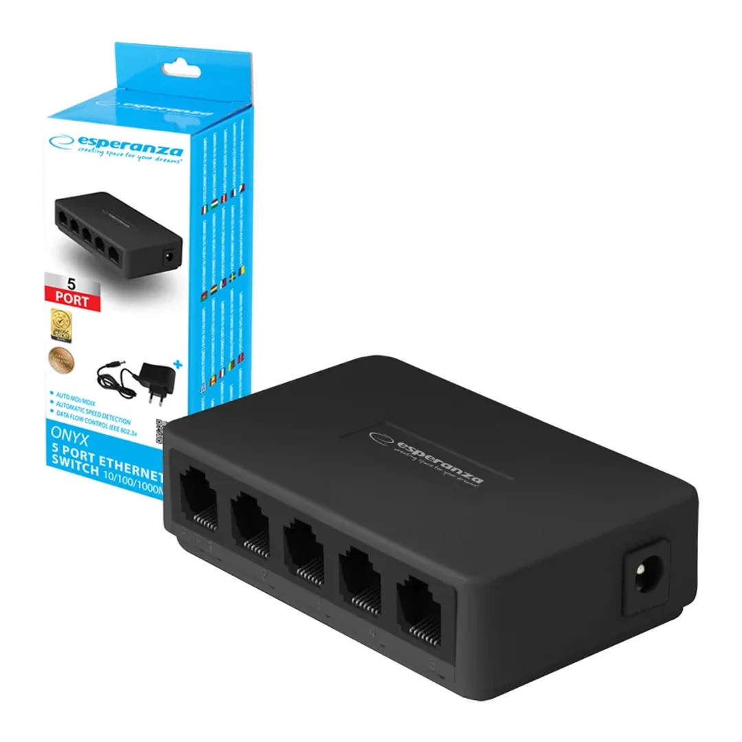 Switch Esperanza 5-PORTOWY 10/100/1000 onyx