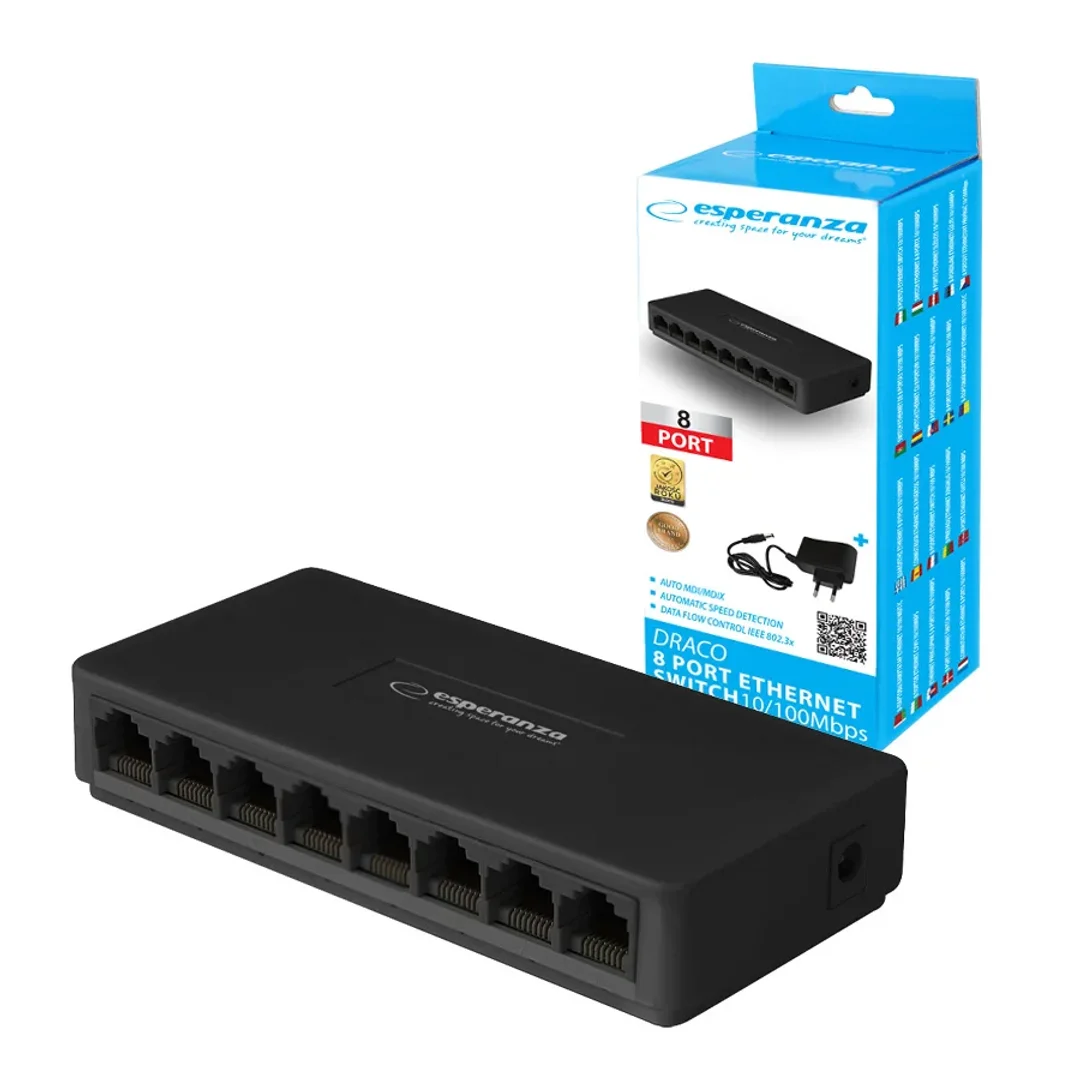 Switch Esperanza 8-PORTOWY 10/100 draco