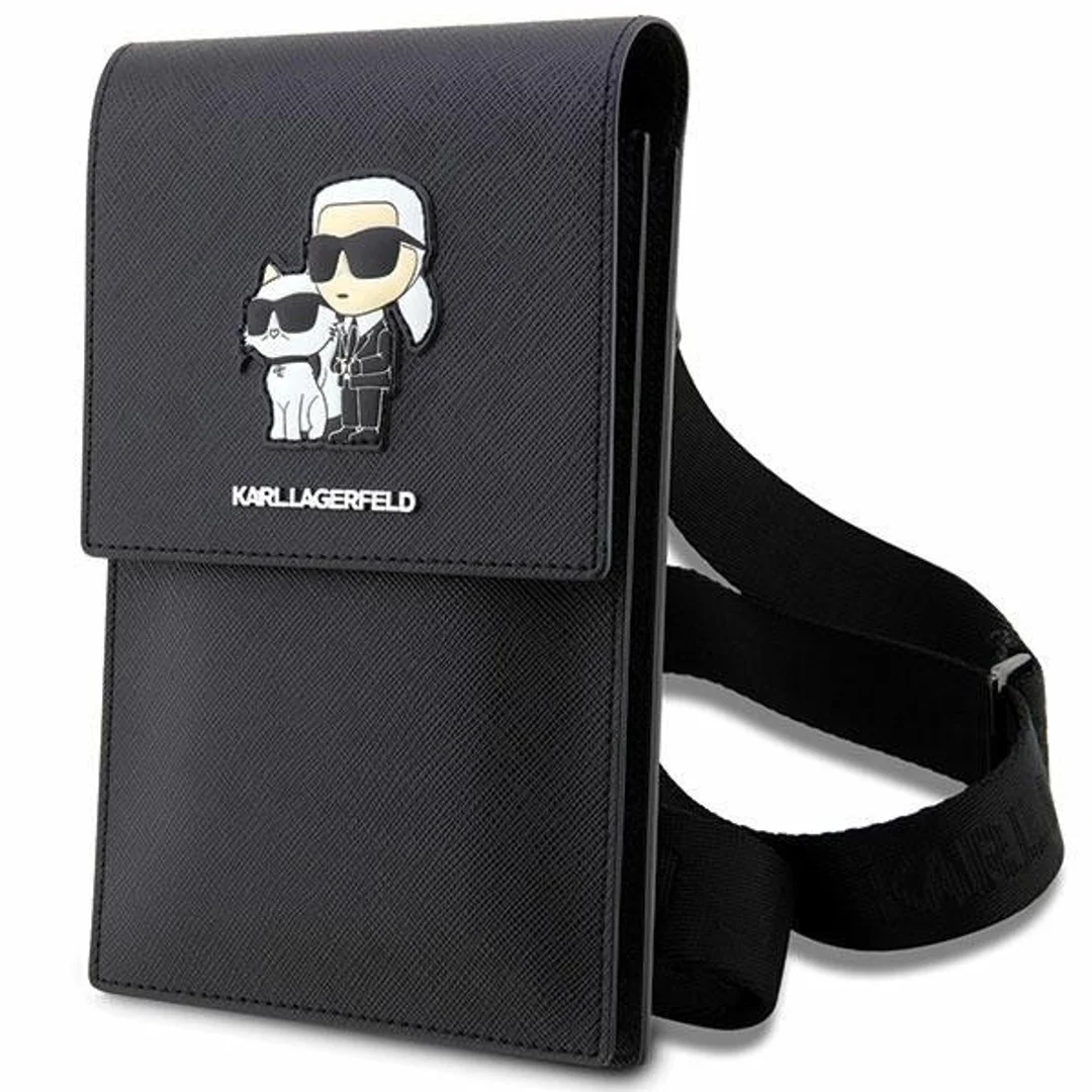 Torebka na telefon Karl Lagerfeld KLWBSAKCPMK Universal Saffiano K&C NFT czarna