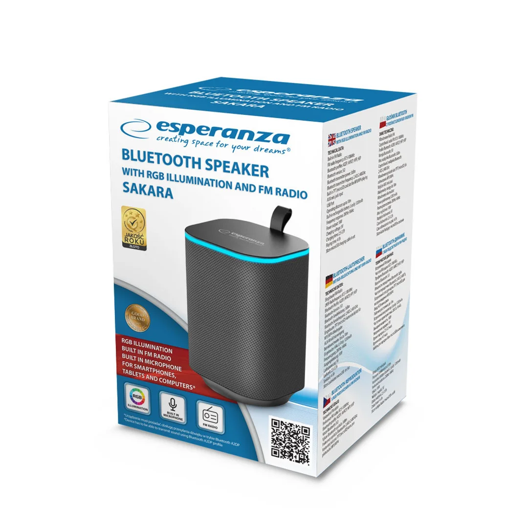 Głośnik Bluetooth Esperanza FM LED RGB Sakara - 8