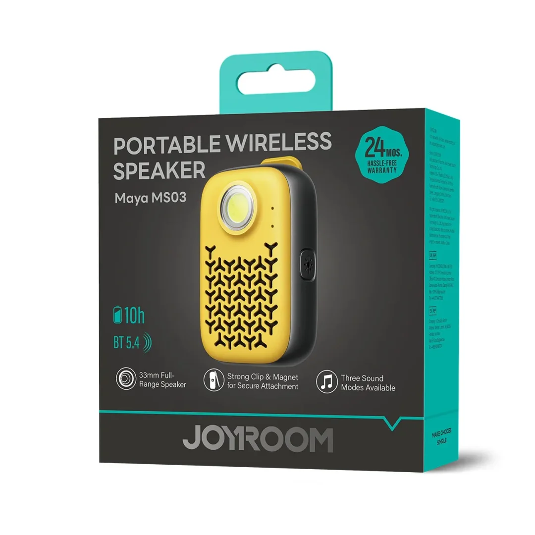 Głośnik Bluetooth Joyroom Maya JR-MS03 przenośny z wbudowaną latarką odporny - żółty - 9