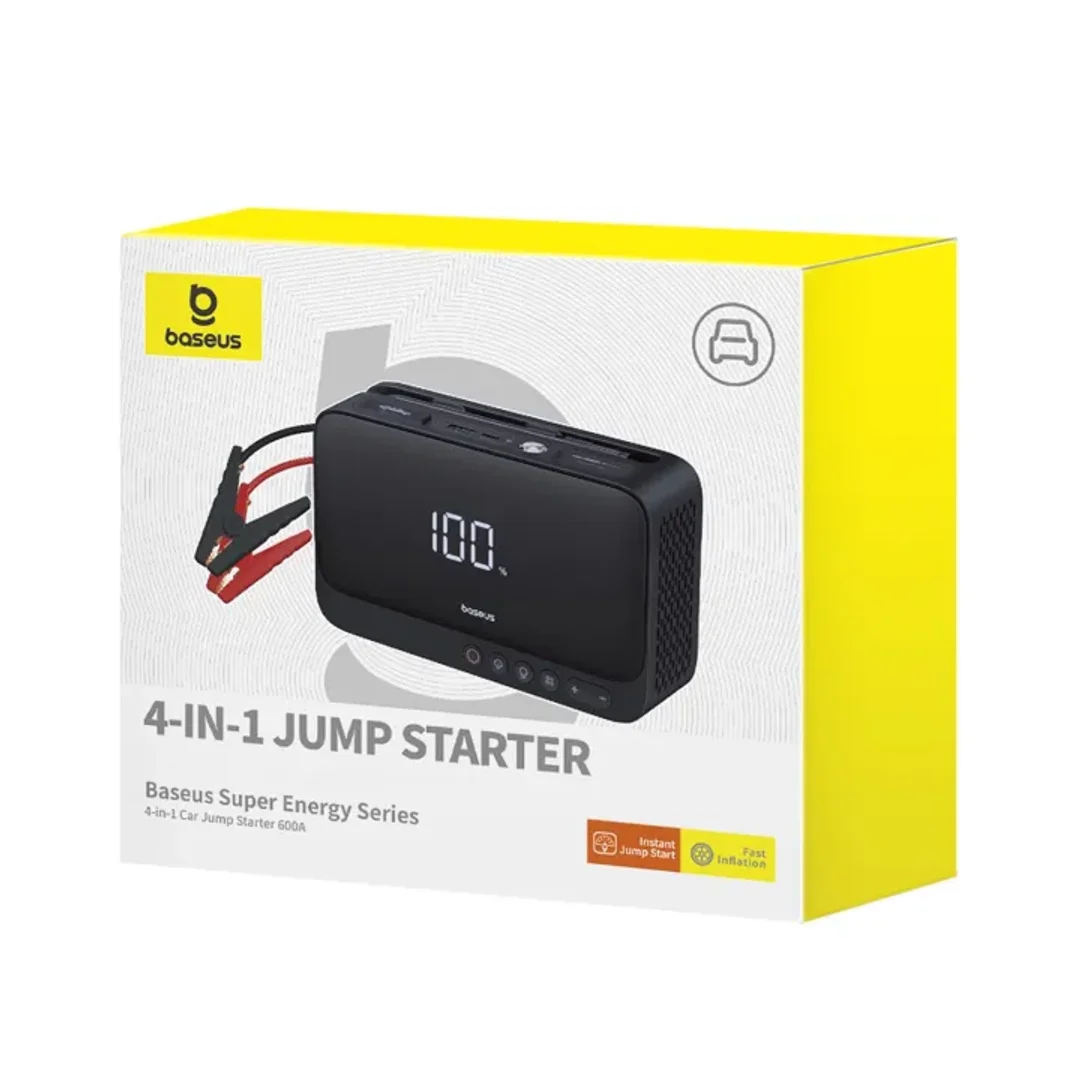 Jump starter Baseus Super Energy BS-CH013 4w1 600A z latarką / powerbankiem 6000mAh / kompresorem - czarny (L) - 22