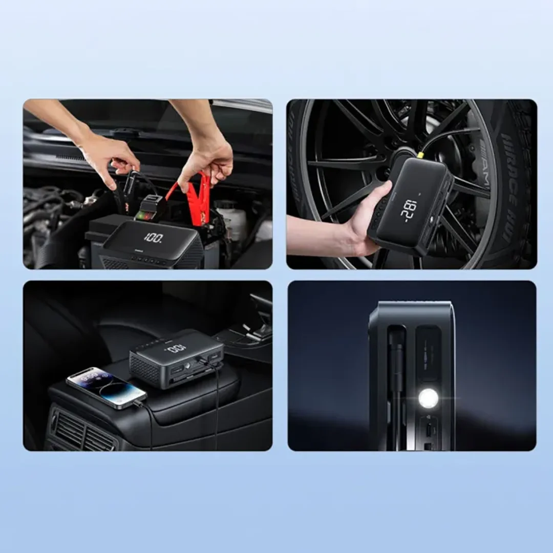 Jump starter Baseus Super Energy BS-CH013 4w1 600A z latarką / powerbankiem 6000mAh / kompresorem - czarny (L) - 23