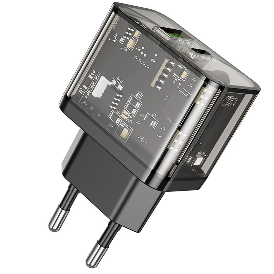 Ładowarka Hoco USB A + USB C QC3.0 PD 3A 20W N34 transparentna - 14