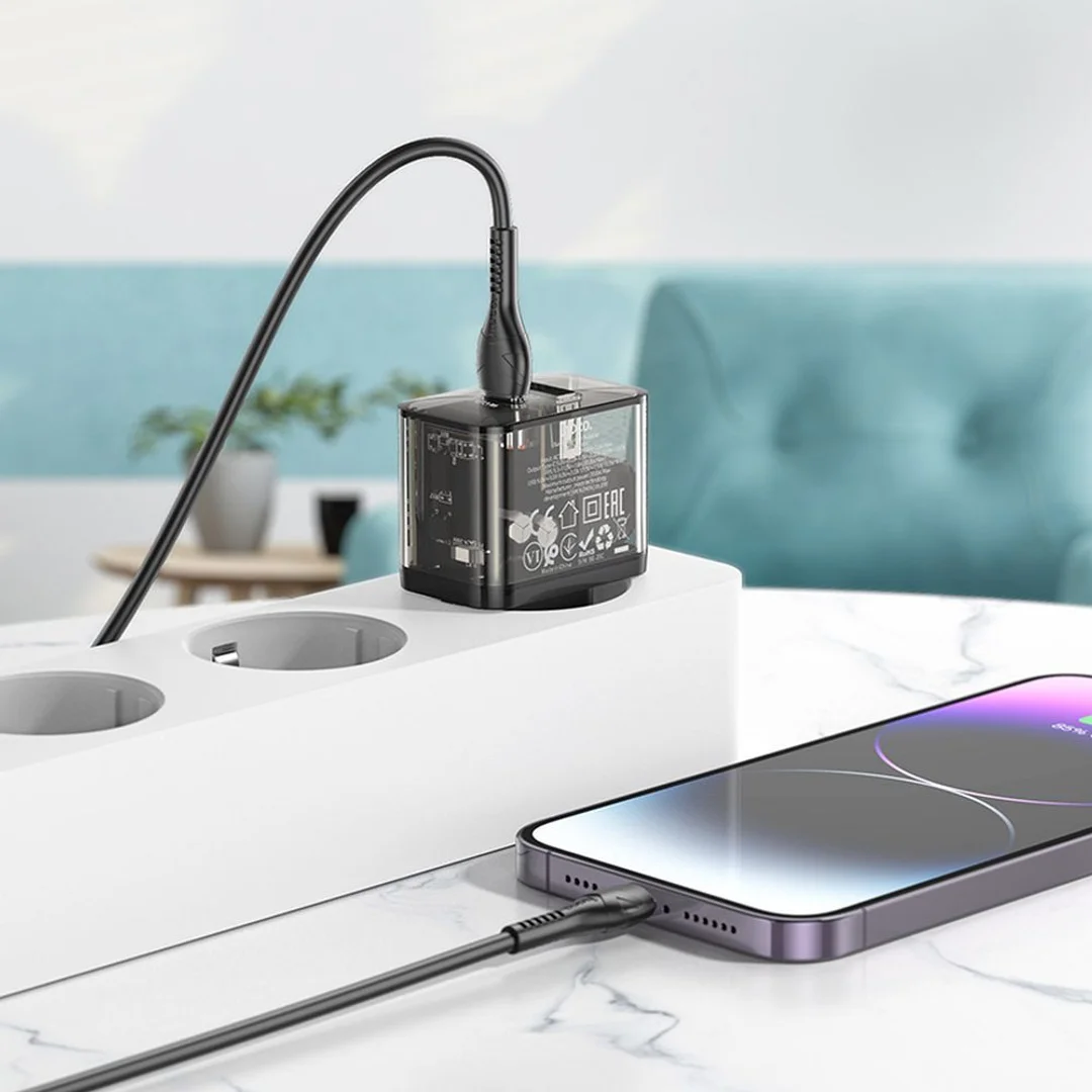 Ładowarka Hoco USB A + USB C QC3.0 PD 3A 20W N34 transparentna - 17