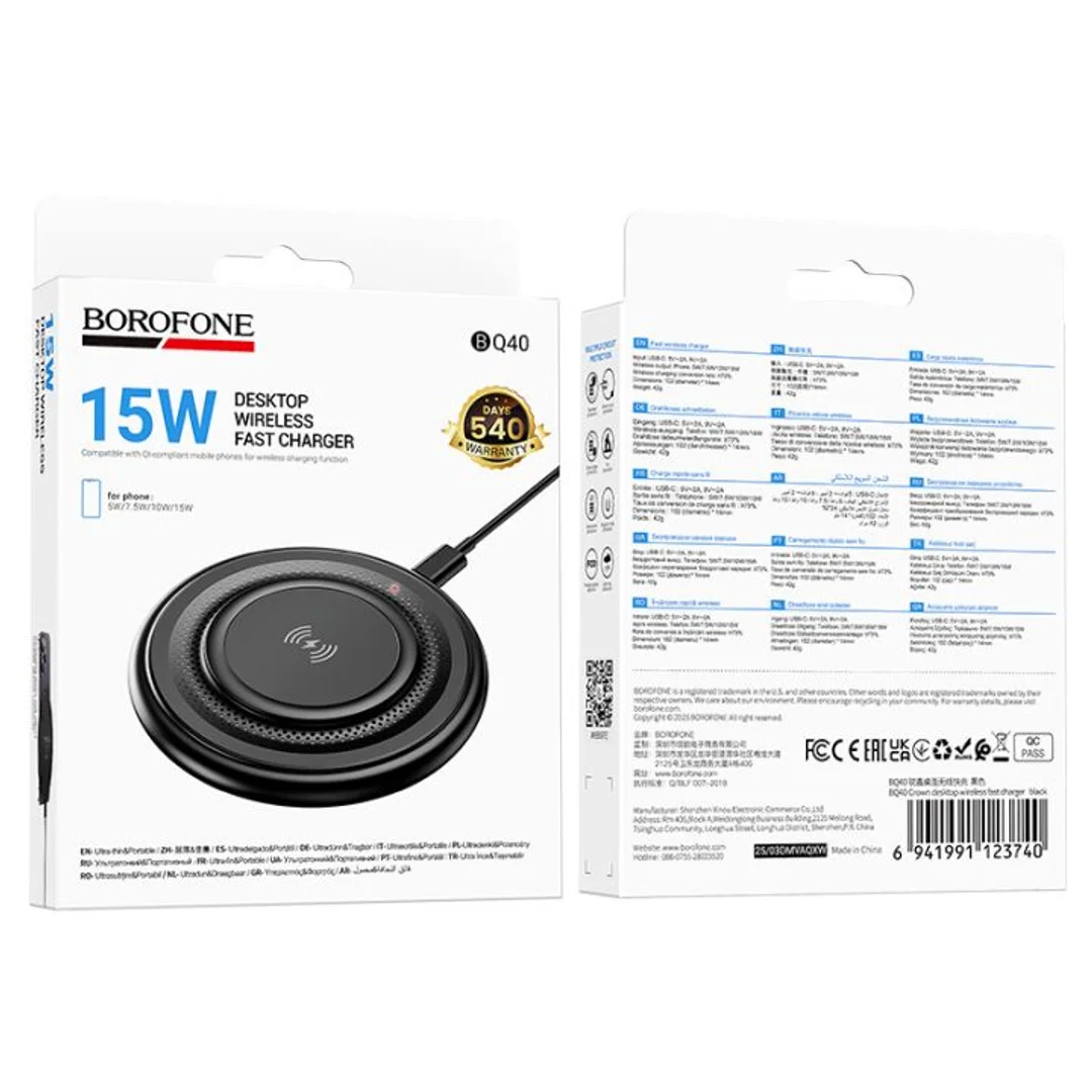 Ładowarka indukcyjna Borofone BQ40 Crown 15W czarna - 10