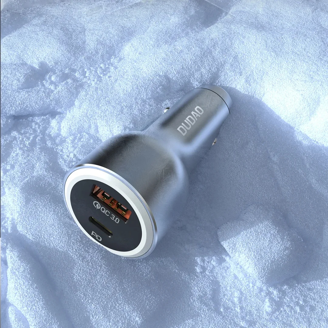 Ładowarka samochodowa Dudao R4Ultra 120W PD LED USB-A USB-C - szary - 13