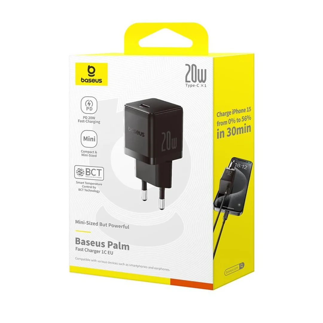 Ładowarka Sieciowa Baseus Palm 20W 1×USB-C EU Czarny - 9