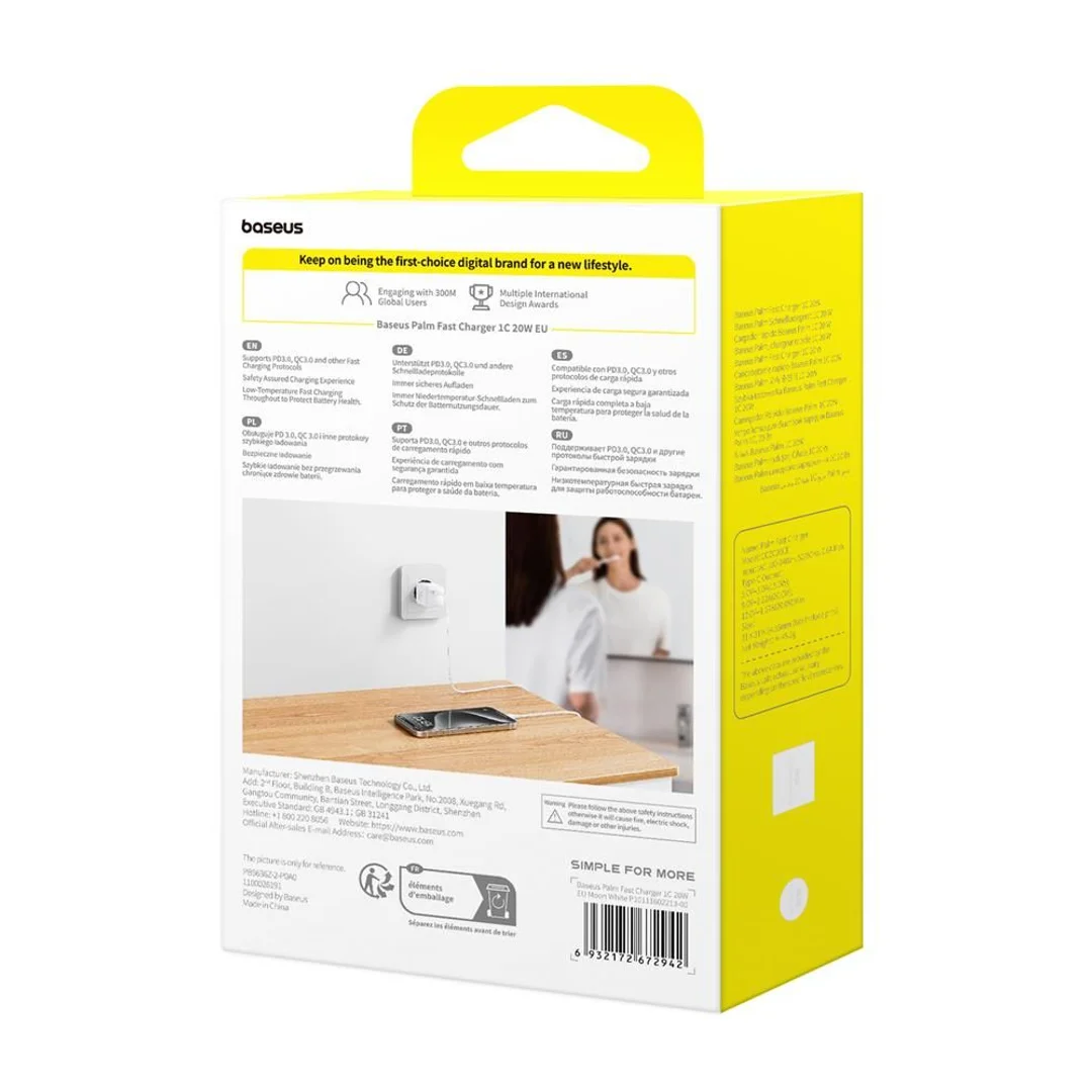 Ładowarka sieciowa Baseus palm 20W usb-c Biały - 10
