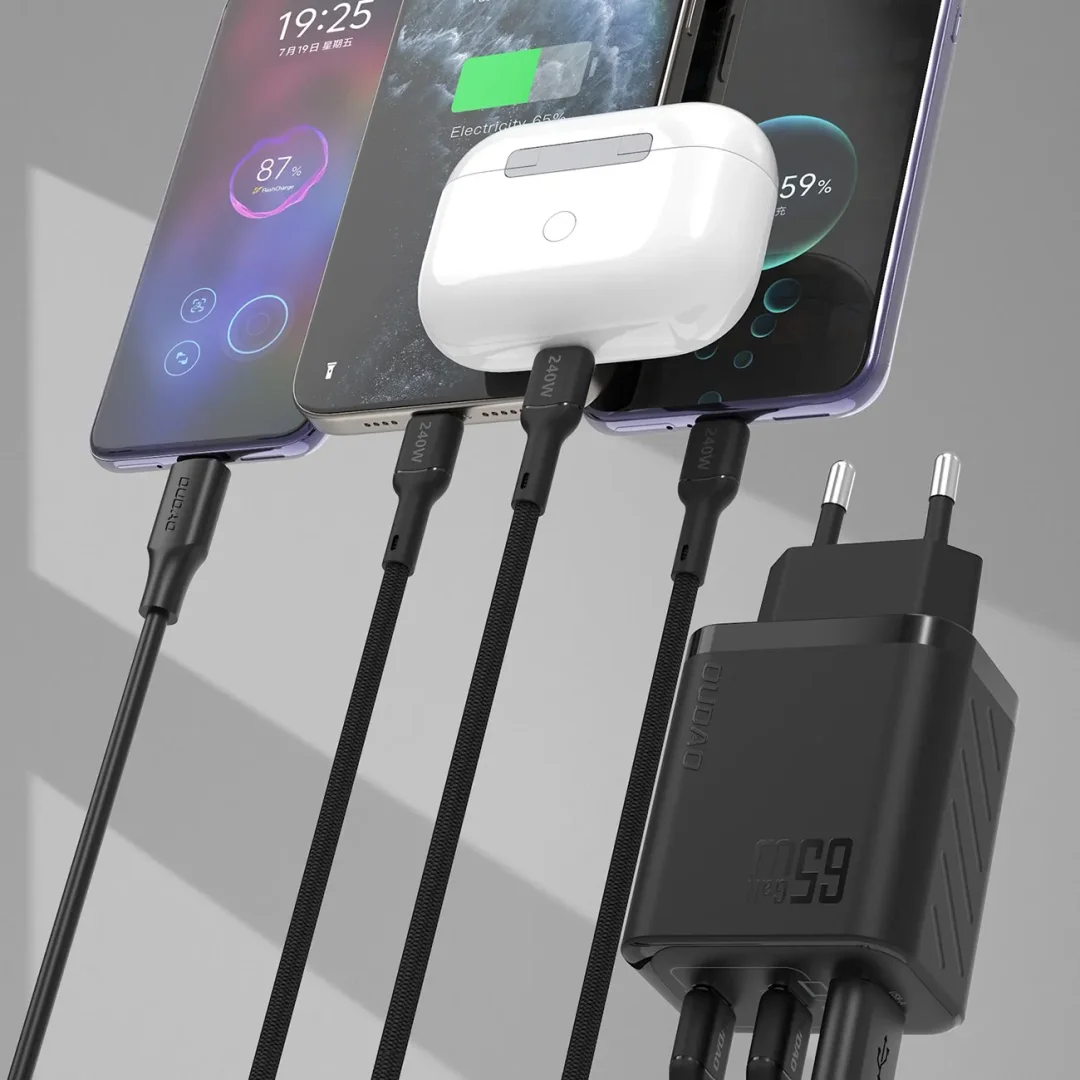 Ładowarka sieciowa Dudao A29 65W GaN 2 x USB-C + 1 x USB-A - czarna - 10