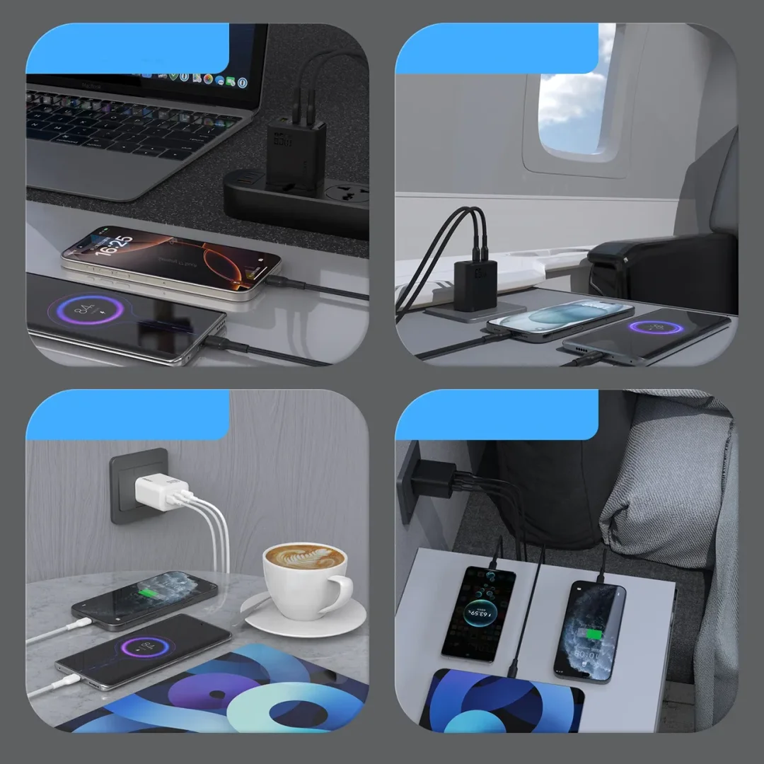 Ładowarka sieciowa Dudao A29 65W GaN 2 x USB-C + 1 x USB-A - czarna - 12