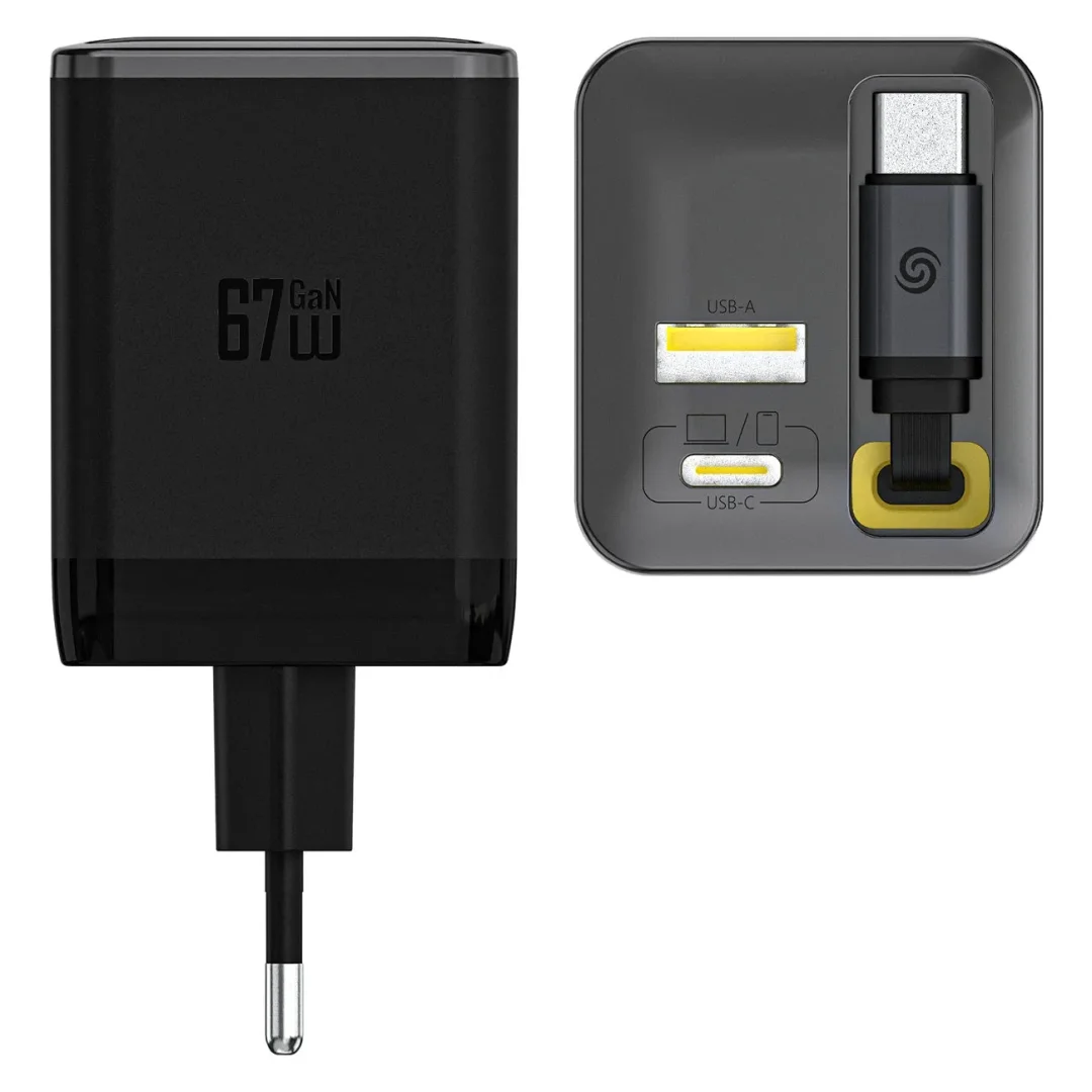 Ładowarka sieciowa Dudao A67EU GaN 67W z zwijanym kablem USB-C Power Delivery Quick Charge - czarna - 13