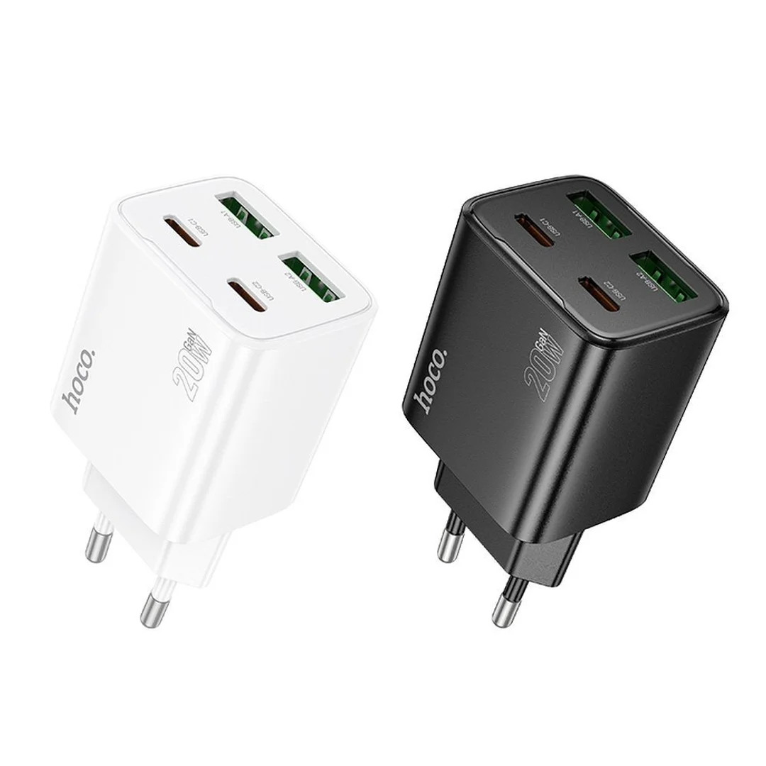 Ładowarka sieciowa Hoco 2 x USB C + 2 x USB A QC3.0 PD 3A 20W N55 czarna - 12