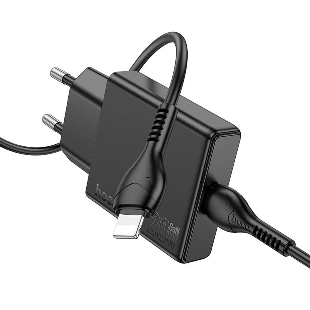 Ładowarka sieciowa Hoco Slim USB C QC PD 30W + kabel USB C do Lightning N37 czarna - 15