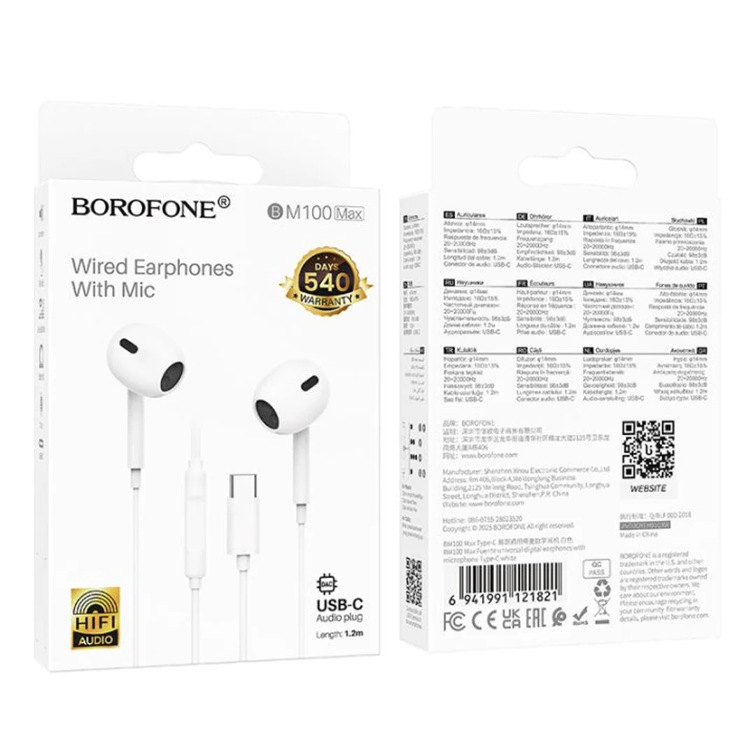 Słuchawki Borofone BM100 Max Fuente z mikrofonem Typ C (DAC) białe - 10