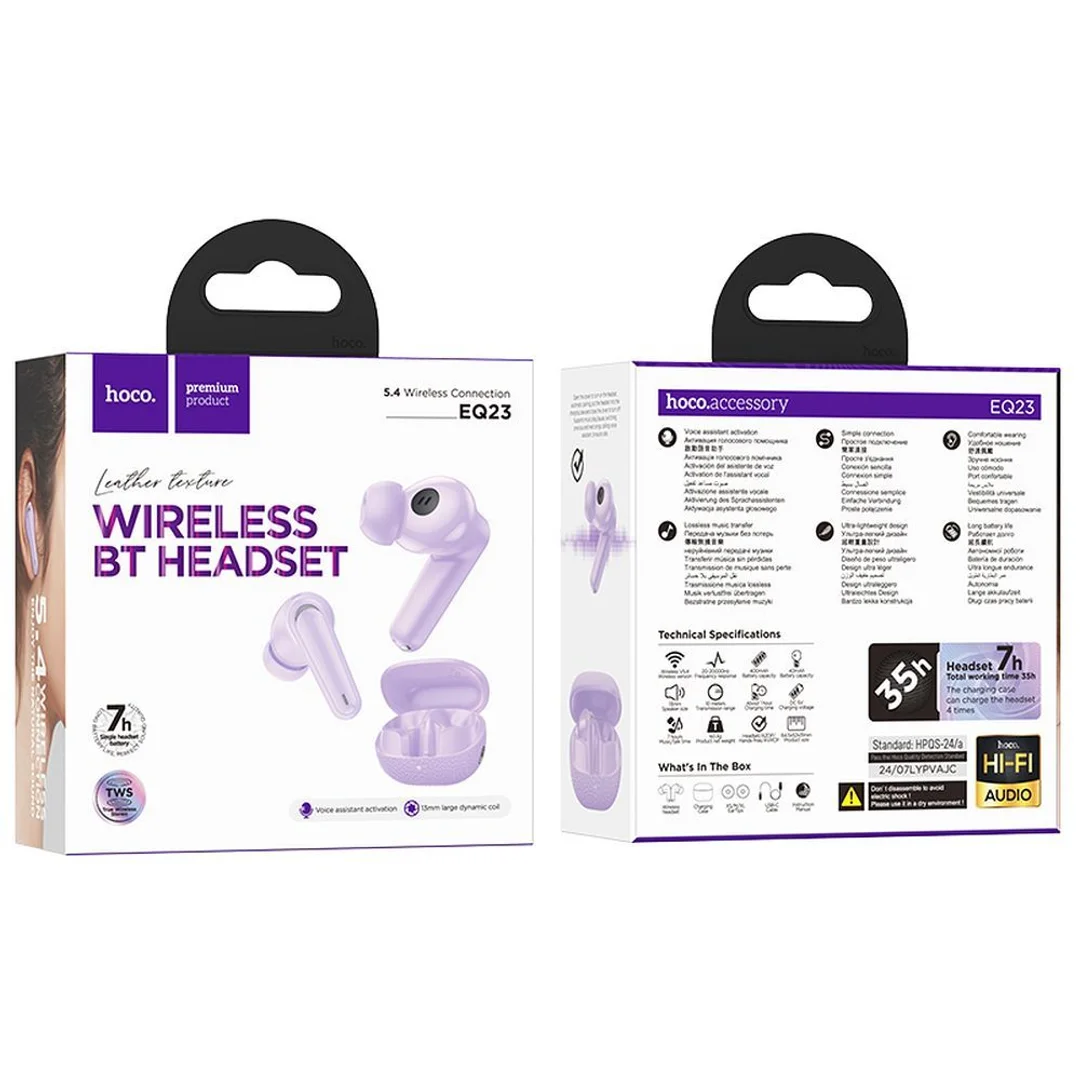 Słuchawki HOCO bluetooth TWS EQ23 fioletowe - 8