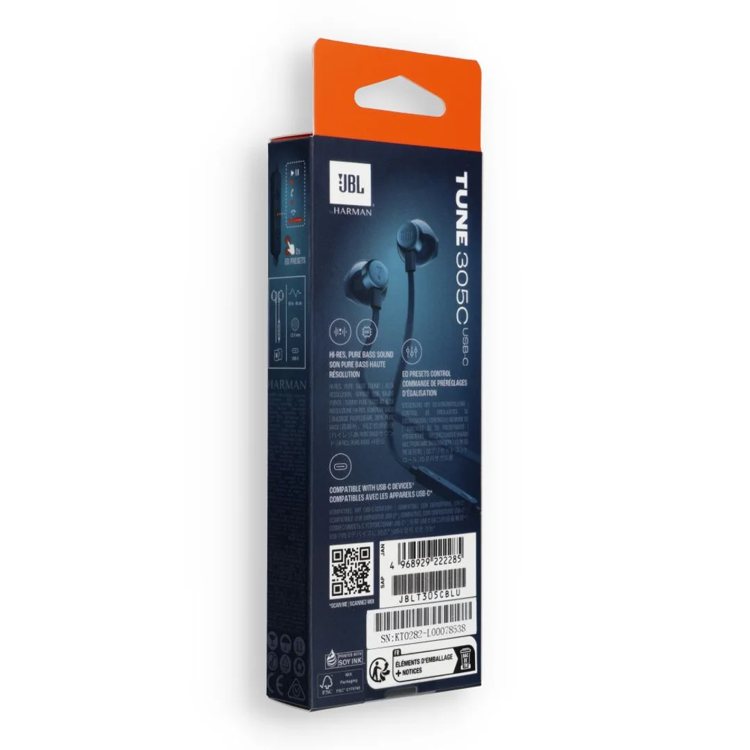 Słuchawki przewodowe douszne USB C JBL 305C niebieskie (P) - 6