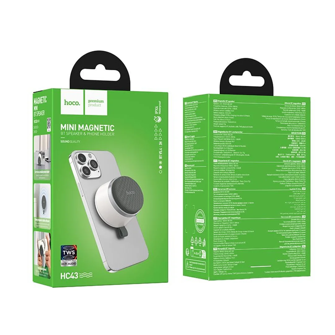 Głośnik bluetooth 8W 3h HOCO z wbudowanym magnesem HC43 biały - 2