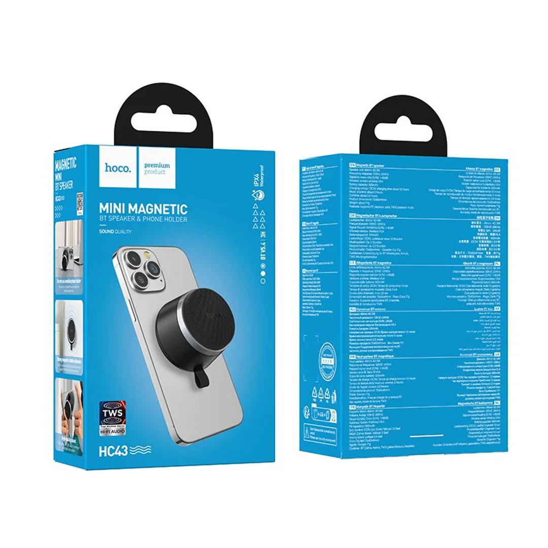 Głośnik bluetooth 8W 3h Hoco z wbudowanym magnesem HC43 czarny - 5