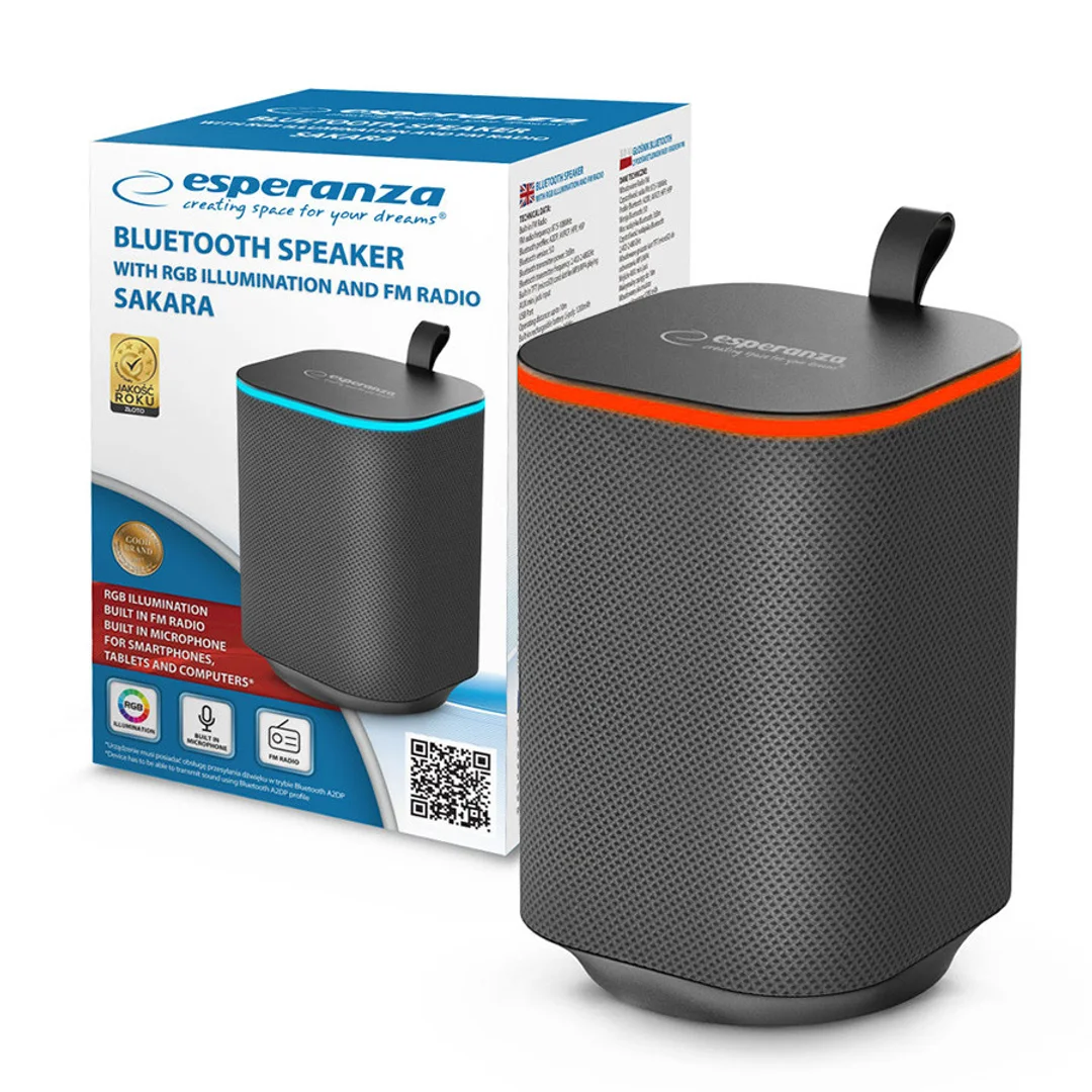 Głośnik Bluetooth Esperanza FM LED RGB Sakara - 1