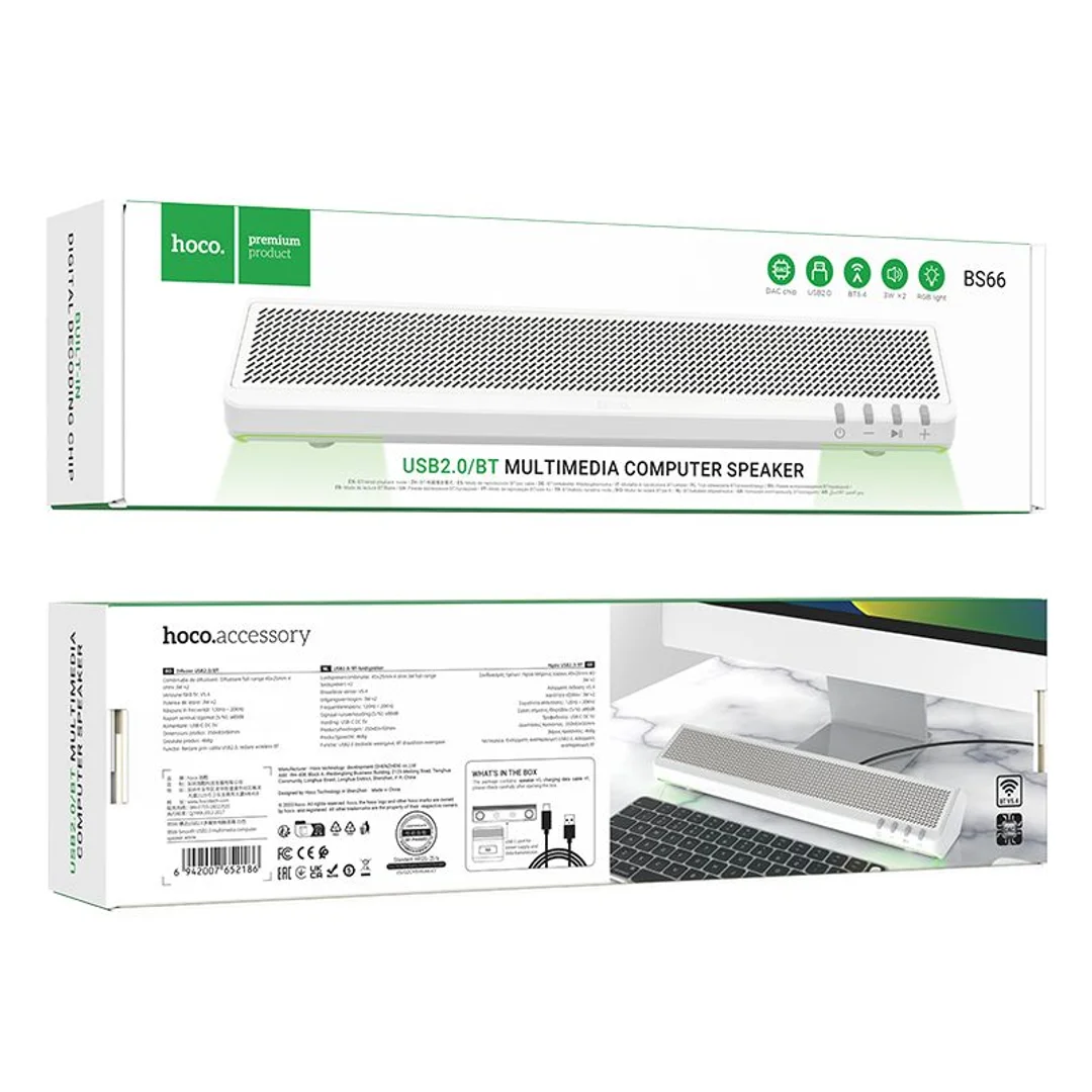 Głośnik Hoco bluetooth 2 x 3W 2w1 BS66 biały - 5