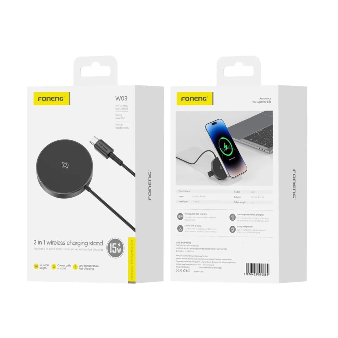 Ładowarka bezprzewodowa MagSafe FONENG W03 15W Czarny (F) - 1