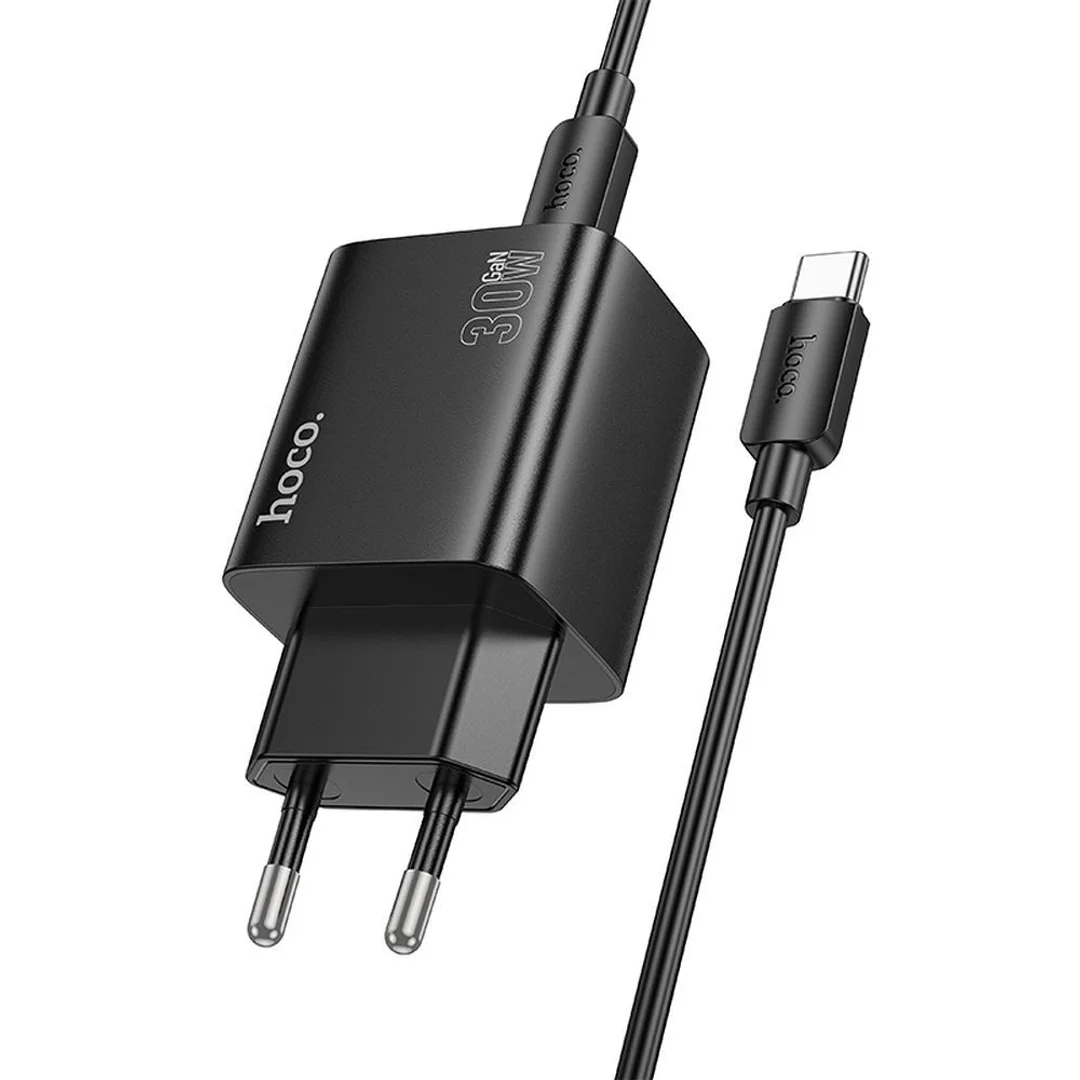 Ładowarka Hoco USB A + USB C QC3.0 PD 3A 20W + kabel USB C do Lightning N52 czarna - 3