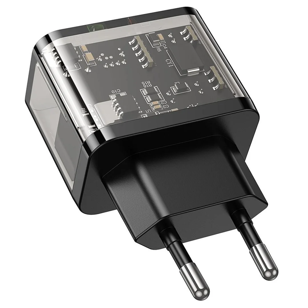 Ładowarka Hoco USB A + USB C QC3.0 PD 3A 20W N34 transparentna - 6