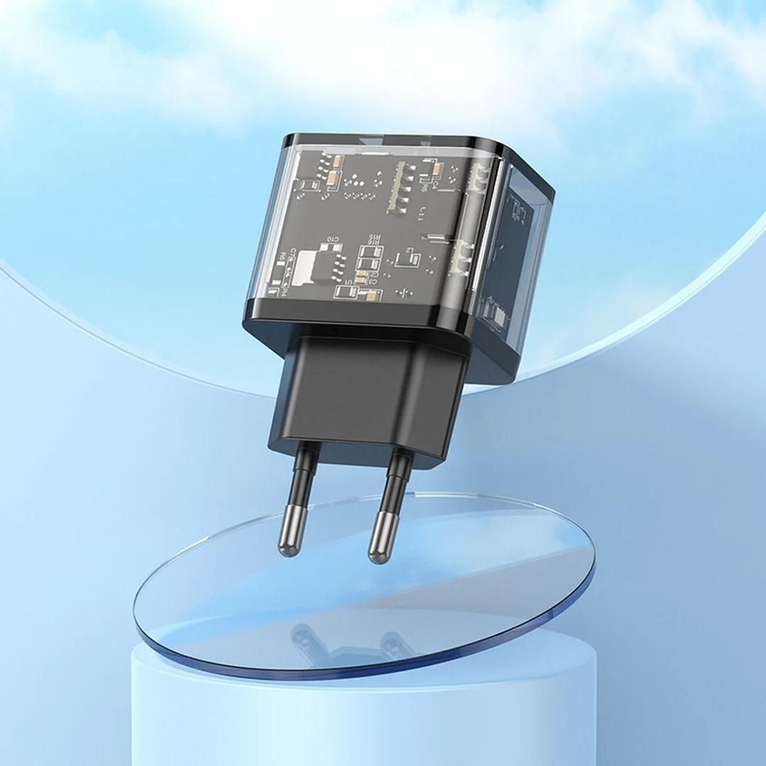 Ładowarka Hoco USB A + USB C QC3.0 PD 3A 20W N34 transparentna - 7