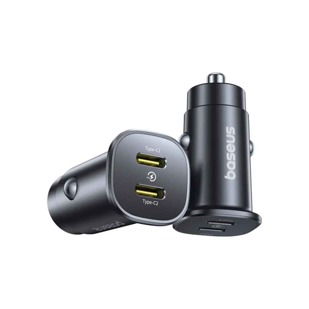 Ładowarka samochodowa Baseus GoTrip 2 x USB-C 30W - czarna (L) - 1