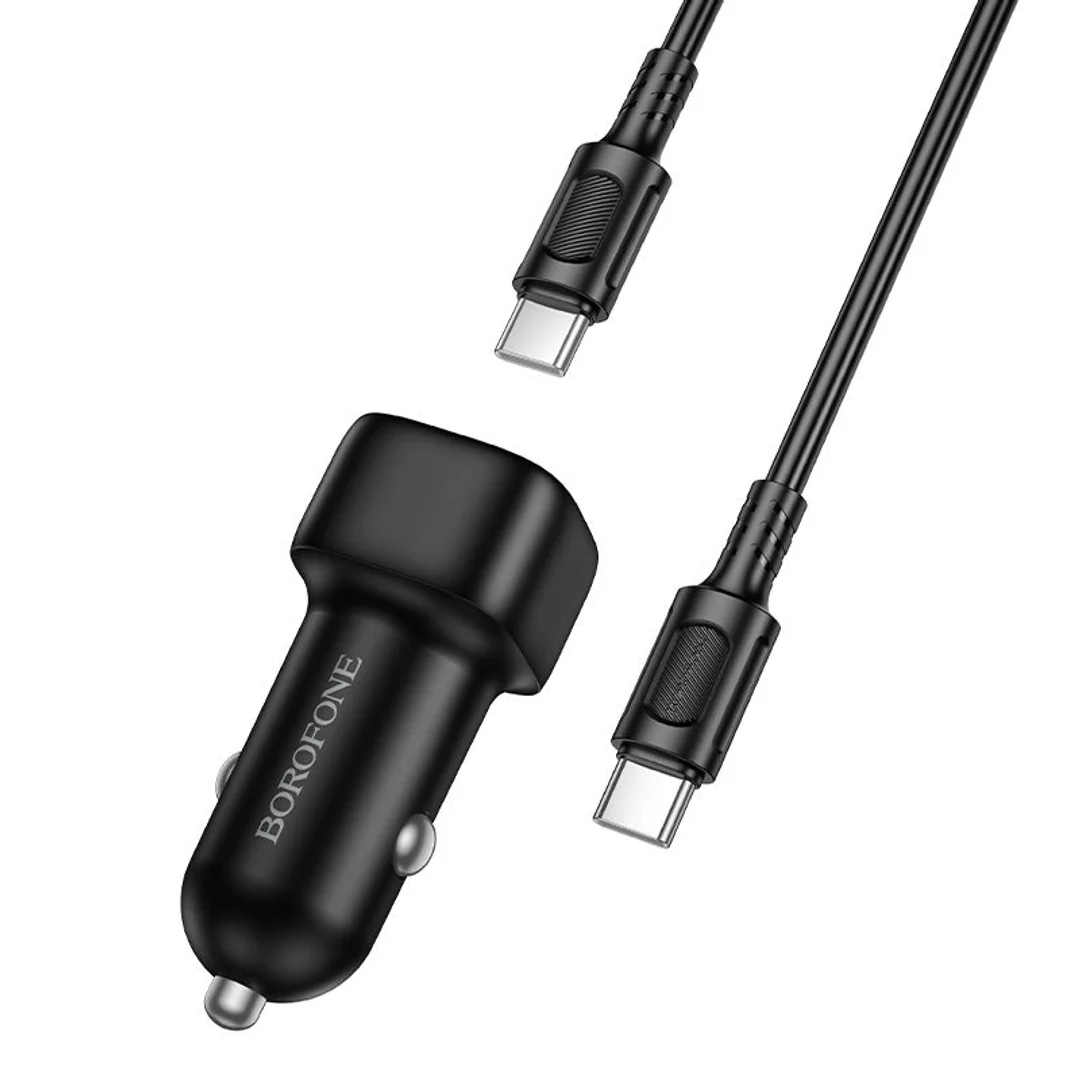 Ładowarka samochodowa Borofone BZ34A Cloud - Typ C - PD 20W z kablem Typ C / Typ C czarna - 3
