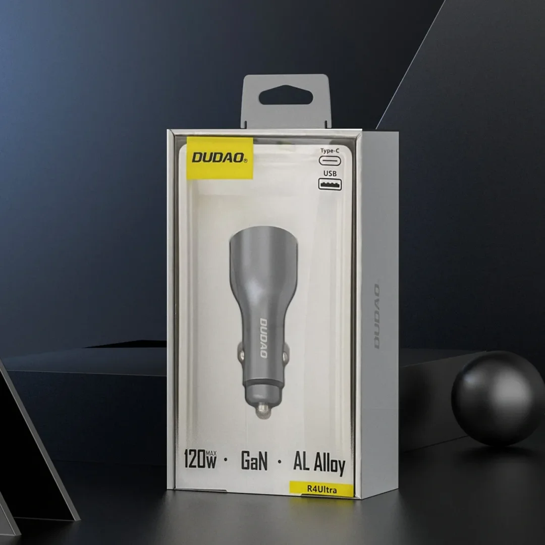 Ładowarka samochodowa Dudao R4Ultra 120W PD LED USB-A USB-C - szary - 7