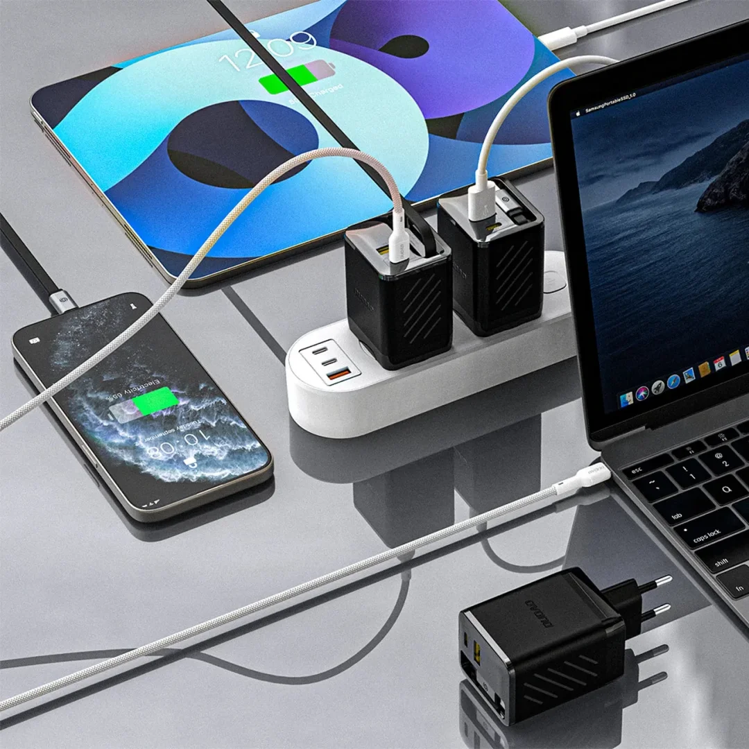 Ładowarka sieciowa Dudao A67EU GaN 67W z zwijanym kablem USB-C Power Delivery Quick Charge - czarna - 5
