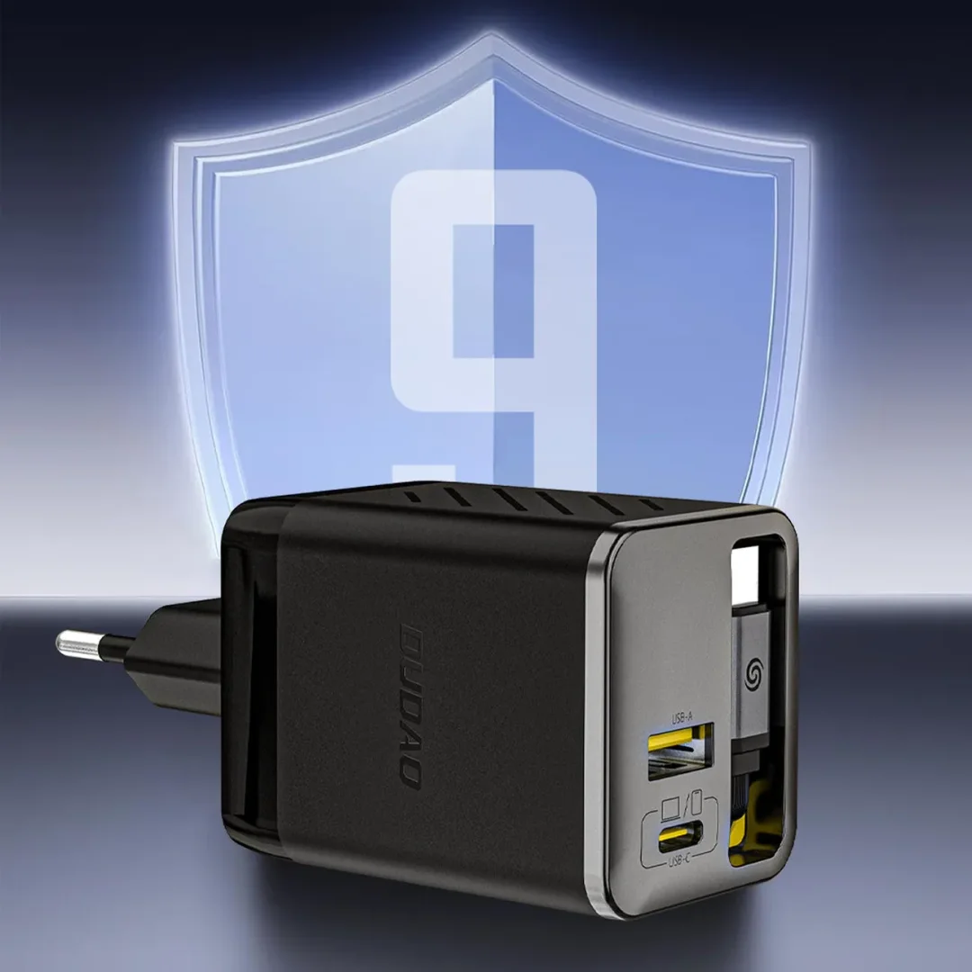 Ładowarka sieciowa Dudao A67EU GaN 67W z zwijanym kablem USB-C Power Delivery Quick Charge - czarna - 7