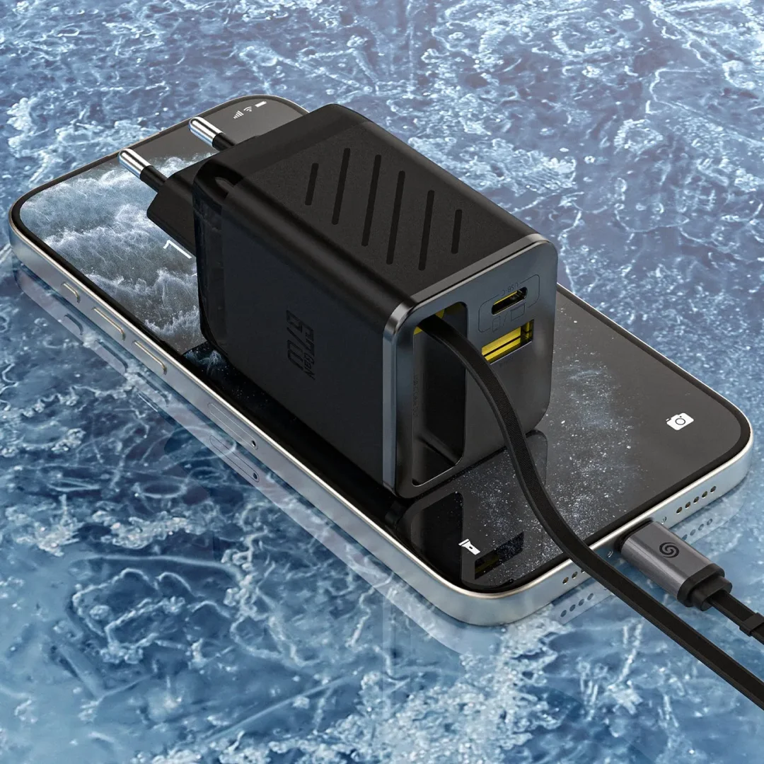 Ładowarka sieciowa Dudao A67EU GaN 67W z zwijanym kablem USB-C Power Delivery Quick Charge - czarna - 8