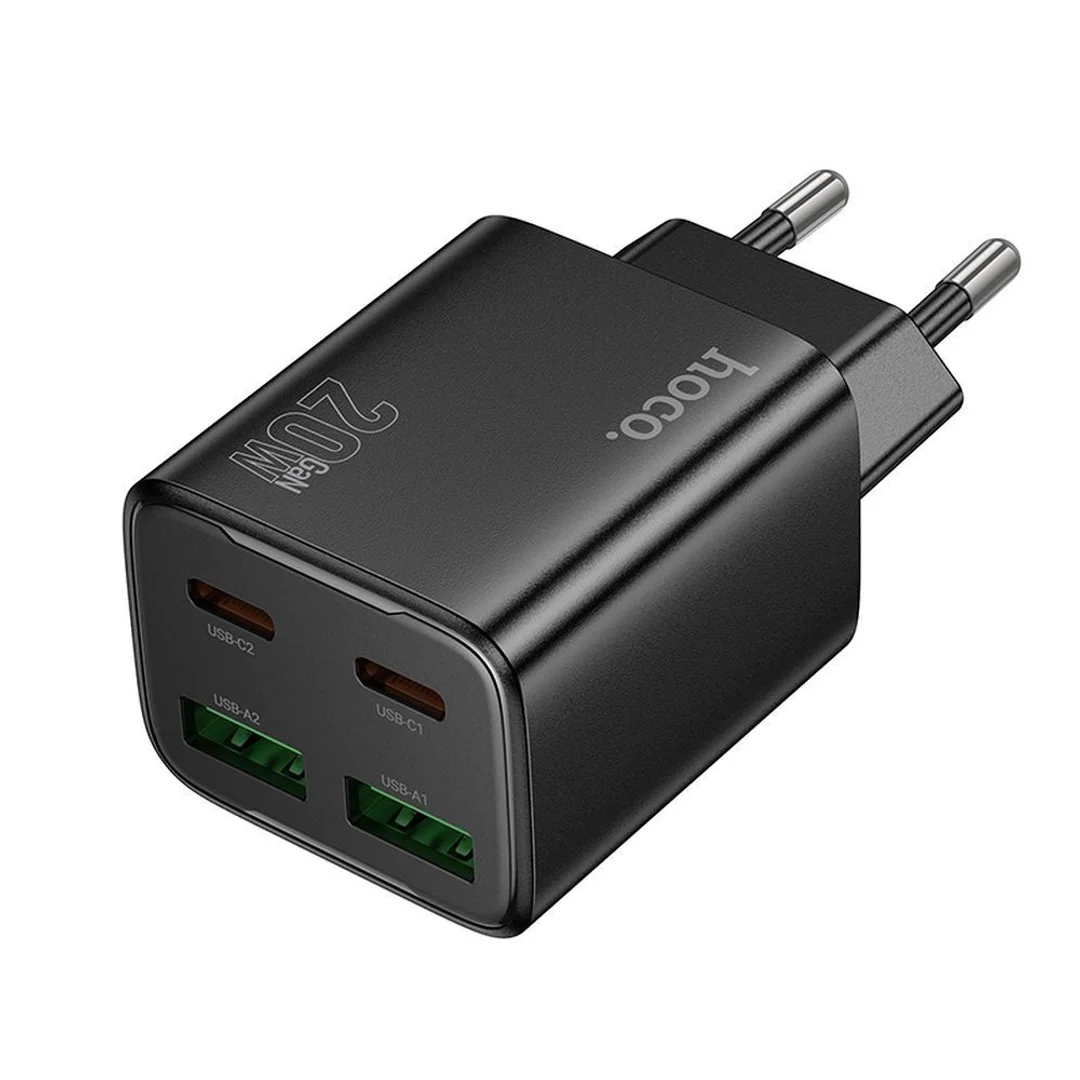 Ładowarka sieciowa Hoco 2 x USB C + 2 x USB A QC3.0 PD 3A 20W N55 czarna - 2
