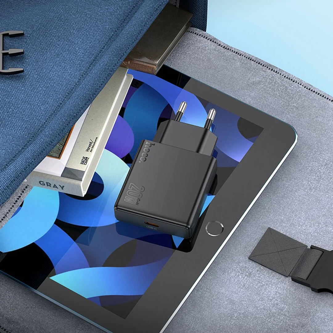 Ładowarka sieciowa Hoco Slim USB C QC PD 30W + kabel USB C do Lightning N37 czarna - 8
