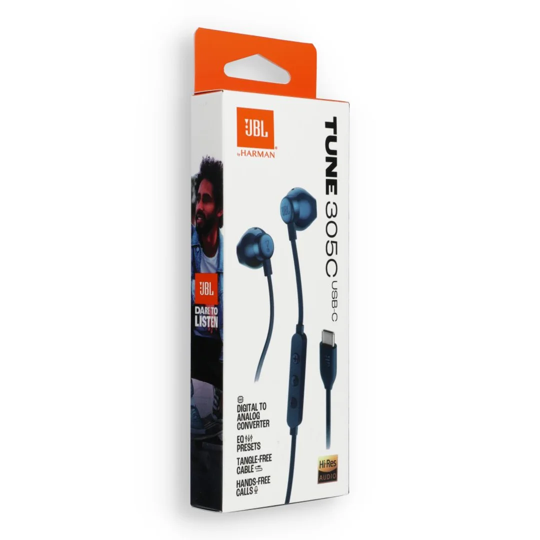 Słuchawki przewodowe douszne USB C JBL 305C niebieskie (P) - 2