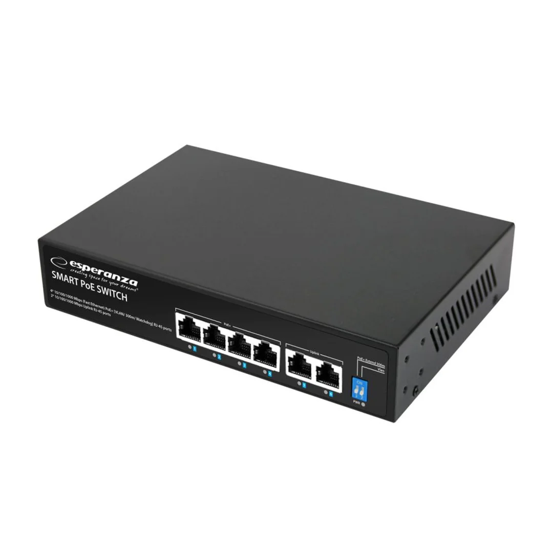 Switch Esperanza 6-PORTOWY POE 10/100/1000 65W goliath